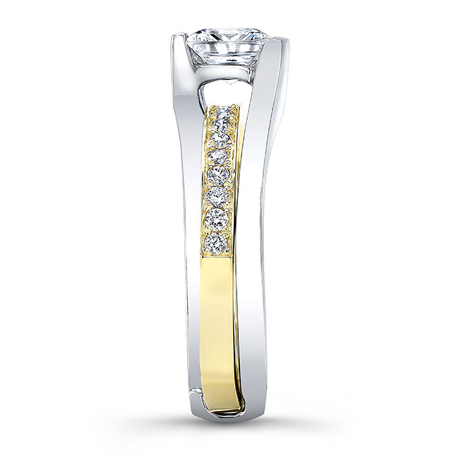 White Yellow Gold Interlocking Princess Cut Lab Grown Diamond Ring Set Image 3