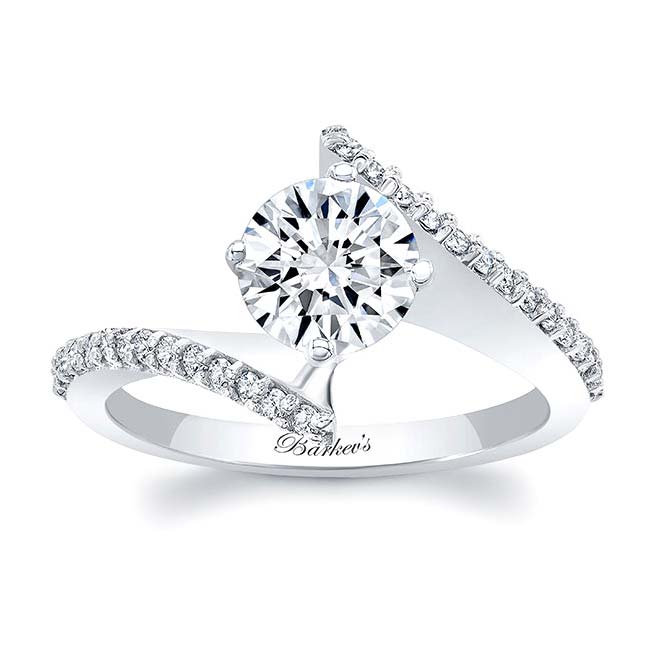  White Gold Modern Bypass Engagement Ring Image 1