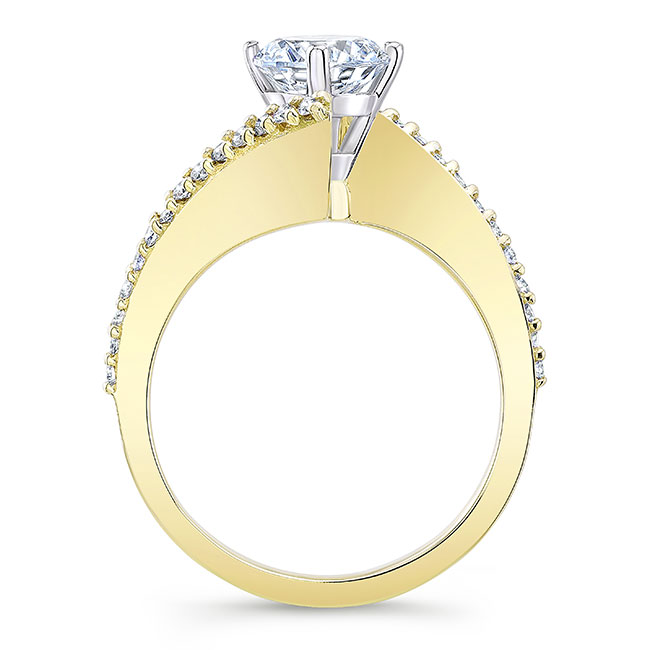  Yellow Gold Modern Bypass Moissanite Engagement Ring Image 6
