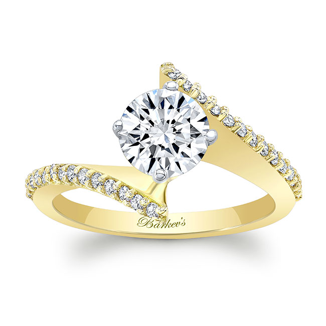  Yellow Gold Modern Bypass Moissanite Engagement Ring Image 1