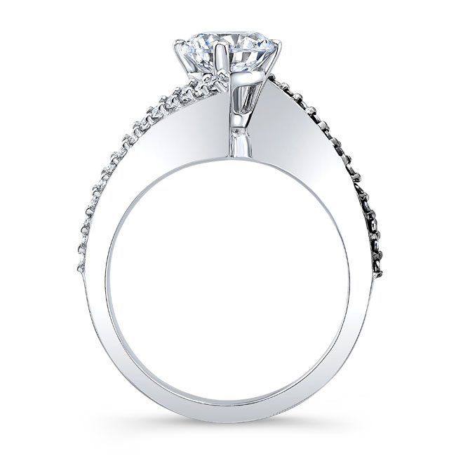 Platinum Modern Bypass Black Diamond Accent Moissanite Ring Image 2