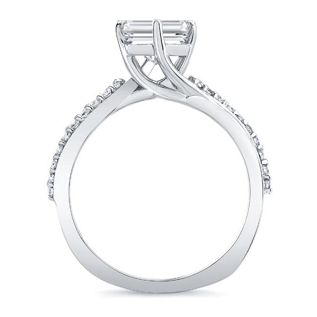  White Gold Asscher Cut Twist Engagement Ring Image 2