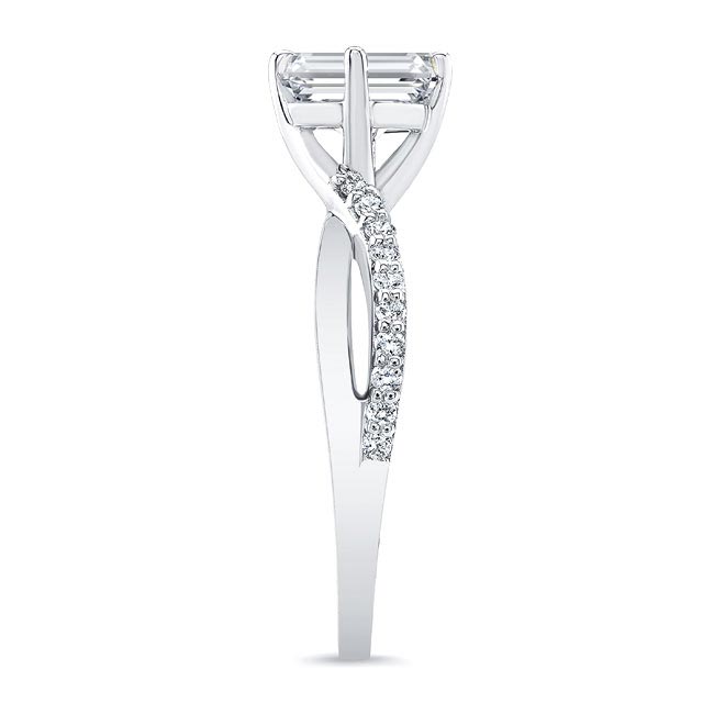 Platinum Asscher Cut Moissanite Twist Engagement Ring Image 3