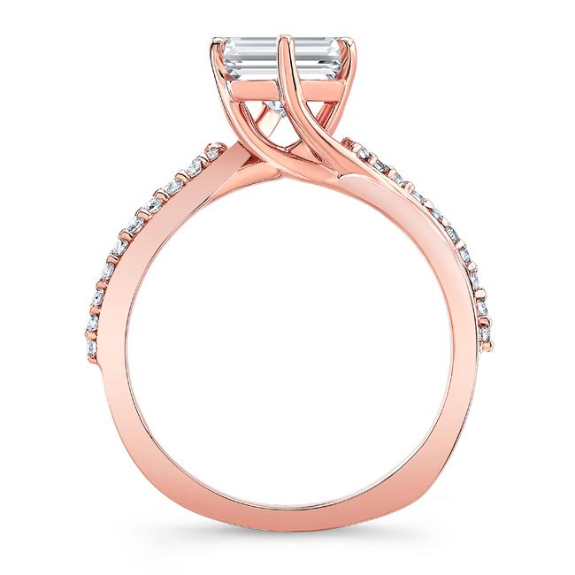  Rose Gold Asscher Cut Moissanite Twist Engagement Ring Image 2