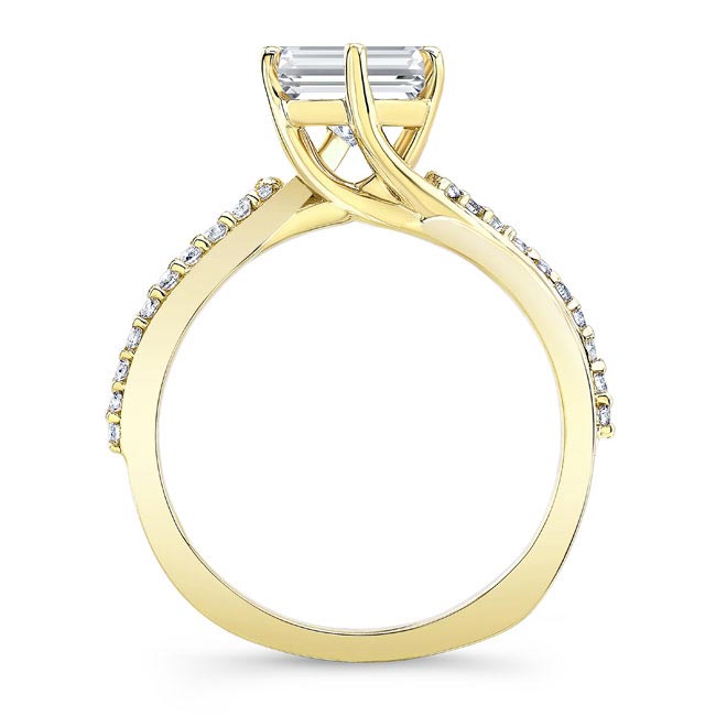  Yellow Gold Asscher Cut Moissanite Twist Engagement Ring Image 2