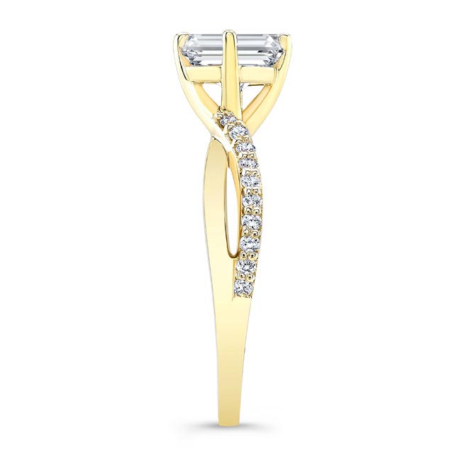  Yellow Gold Asscher Cut Moissanite Twist Engagement Ring Image 3