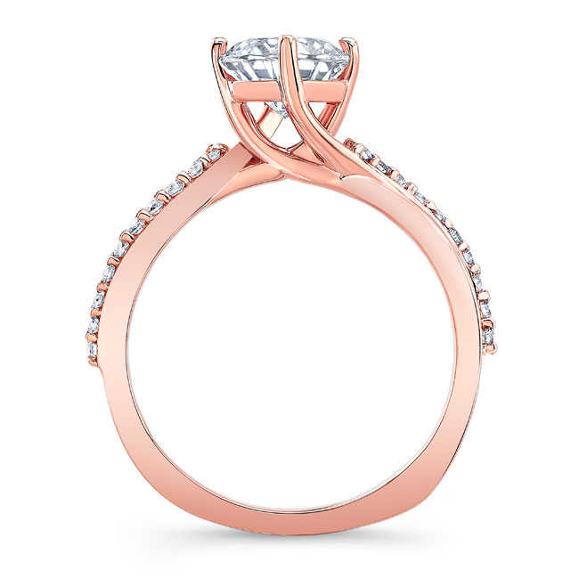  Rose Gold Princess Cut Moissanite Twist Engagement Ring Image 6