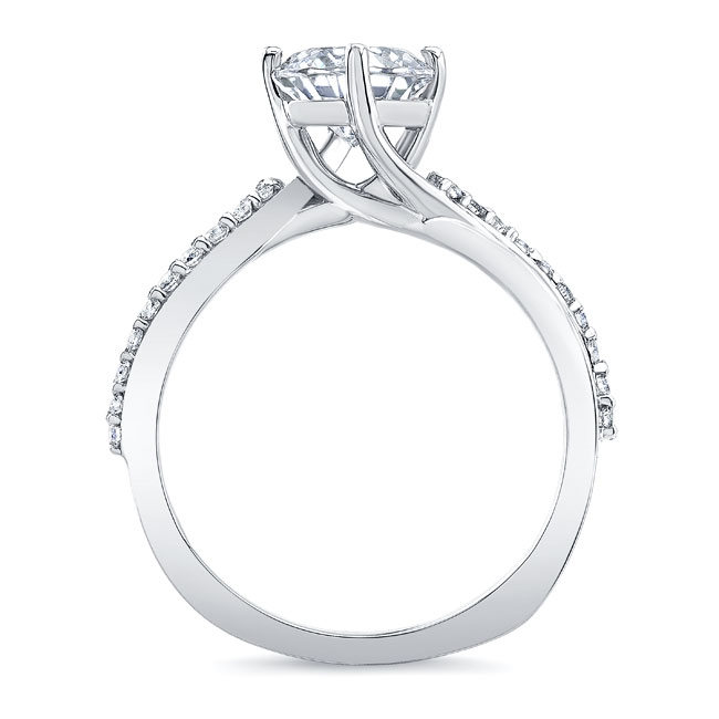  White Gold Princess Cut Twist Engagement Ring Image 2