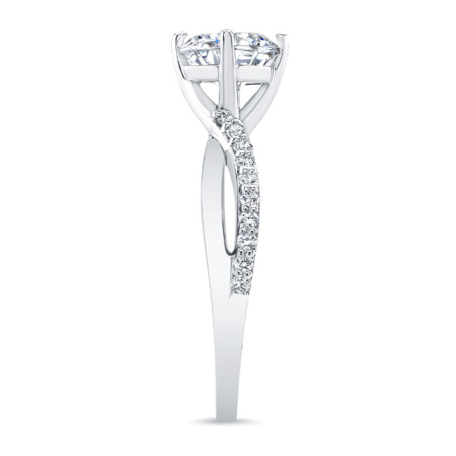  White Gold Princess Cut Moissanite Twist Engagement Ring Image 3