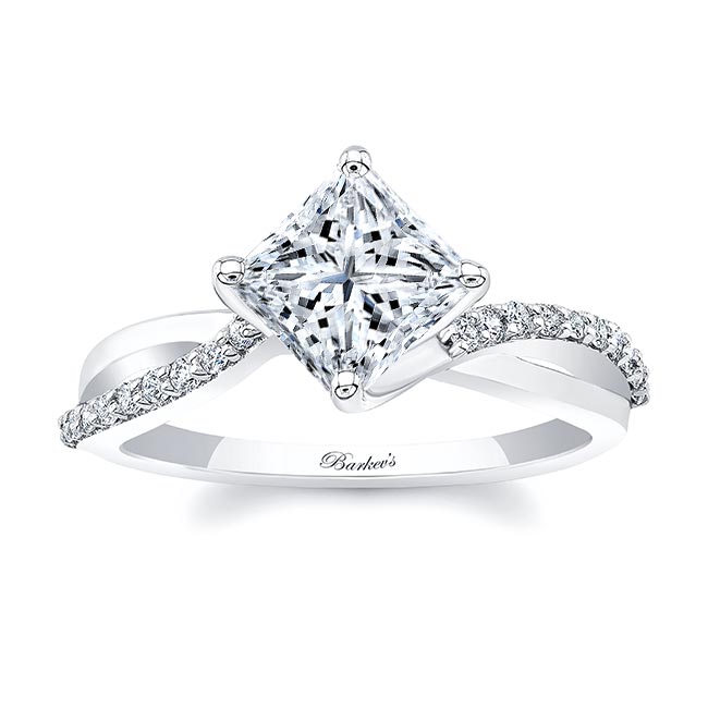 White Gold 2 Carat Princess Cut Twist Engagement Ring