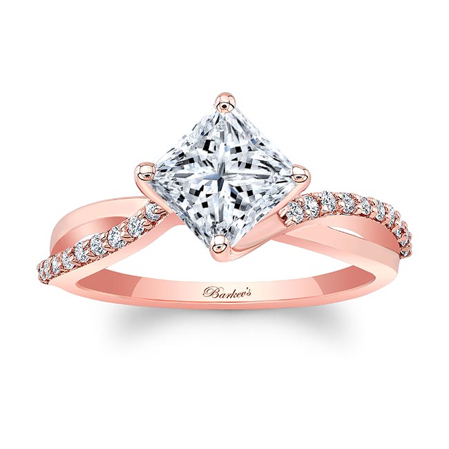 Rose Gold 2 Carat Princess Cut Twist Engagement Ring