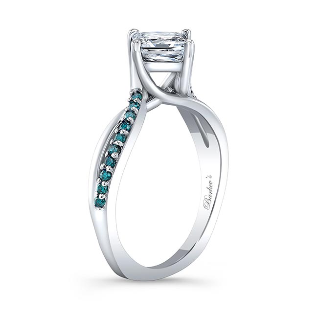  Blue Diamond Accent Princess Cut Moissanite Twist Ring Image 2