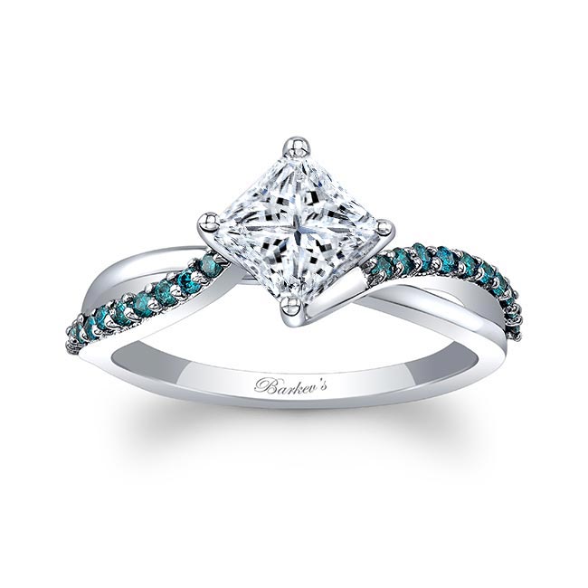 Platinum Blue Diamond Accent Princess Cut Twist Ring Image 1