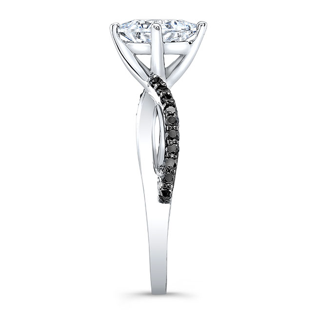 Platinum Black Diamond Accent Princess Cut Twist Lab Diamond Ring Image 3