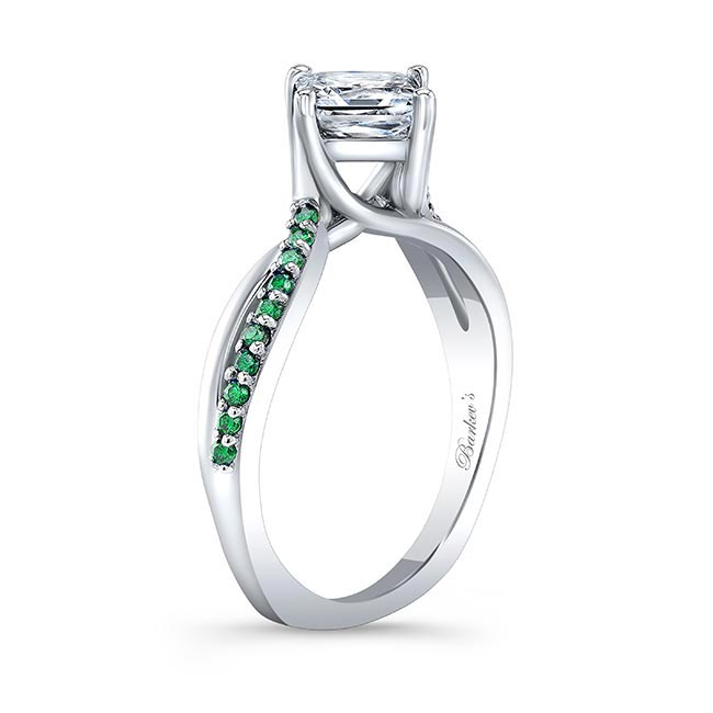 Emerald Accent Princess Cut Twist Ring Image 2
