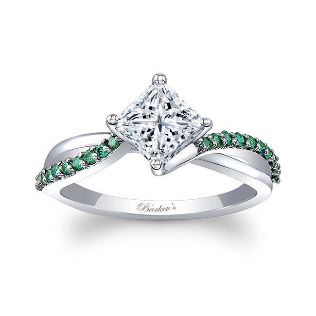 Emerald Accent Princess Cut Twist Ring