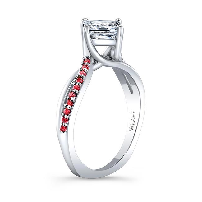 Platinum Ruby Accent Princess Cut Twist Lab Diamond Ring Image 2