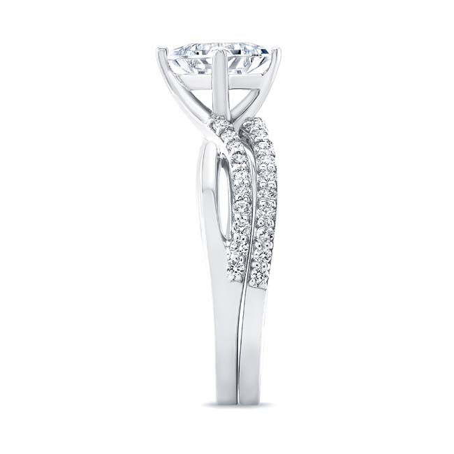 Platinum 2 Carat Princess Cut Lab Diamond Twist Bridal Set Image 3