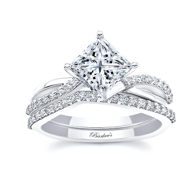 White Gold 2 Carat Princess Cut Lab Diamond Twist Bridal Set