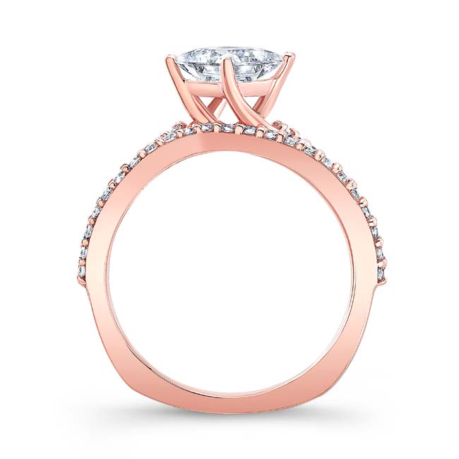 Rose Gold 2 Carat Princess Cut Lab Diamond Twist Bridal Set Image 2