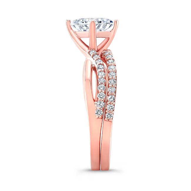 Rose Gold 2 Carat Princess Cut Lab Diamond Twist Bridal Set Image 3