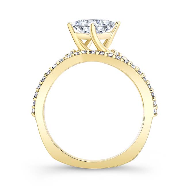 Yellow Gold 2 Carat Princess Cut Lab Diamond Twist Bridal Set Image 2