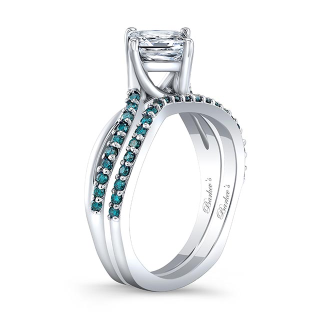 Platinum Princess Cut Blue Diamond Accent Twist Bridal Set Image 2