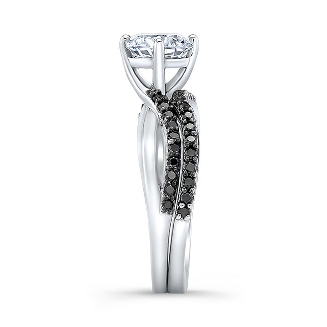  Princess Cut Moissanite Black Diamond Accent Twist Ring Set Image 3