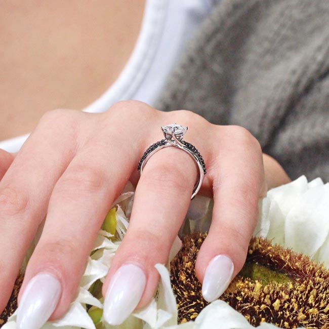  Princess Cut Black Diamond Accent Twist Lab Grown Diamond Bridal Set Image 6