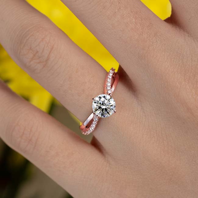 Rose Gold Twisted Lab Grown Diamond Engagement Ring Image 4