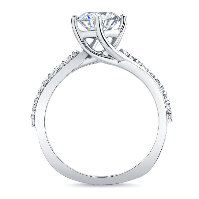  White Gold Twisted Lab Grown Diamond Engagement Ring Image 2