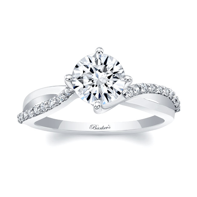  White Gold Twisted Lab Grown Diamond Engagement Ring Image 1