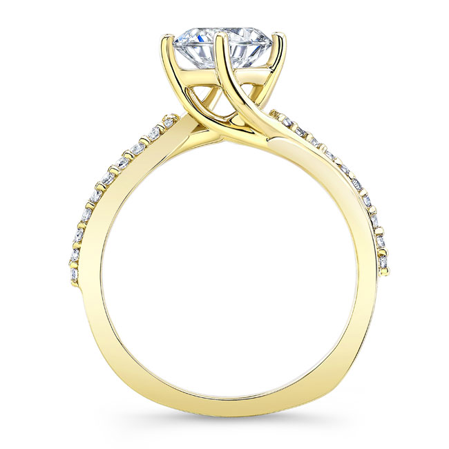  Yellow Gold Twisted Lab Grown Diamond Engagement Ring Image 2