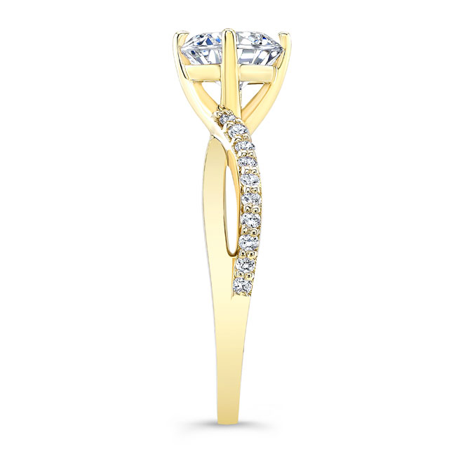Yellow Gold 2 Carat Twisted Moissanite Engagement Ring Image 3
