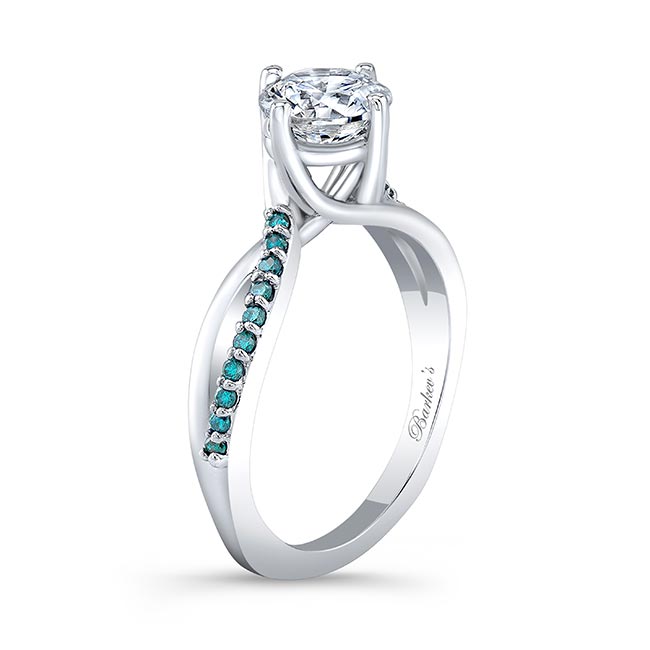 Platinum Blue Diamond Moissanite Twist Engagement Ring Image 2