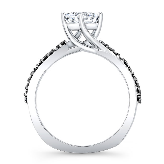 Platinum Black Diamond Twist Engagement Ring Image 2