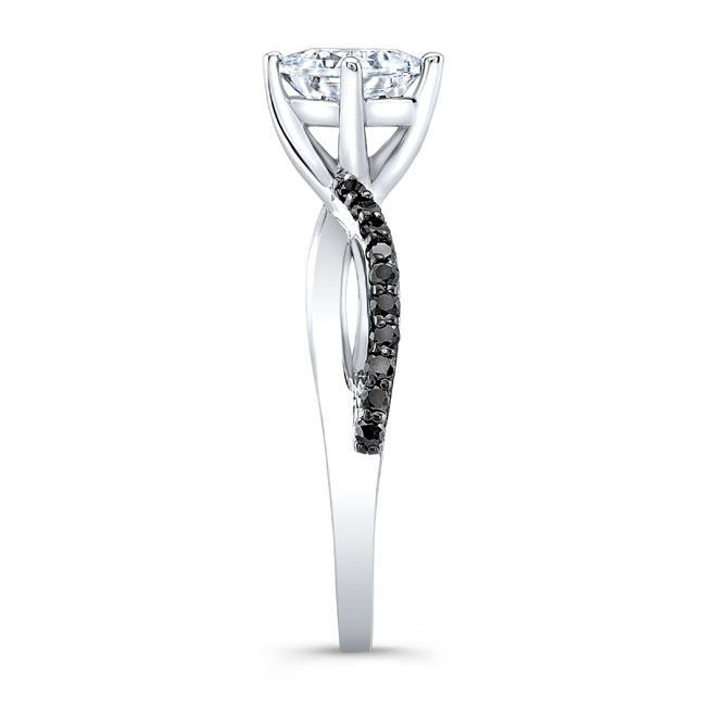 Platinum Black Diamond Twist Engagement Ring Image 3