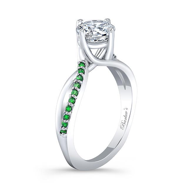 Twisted Emerald Accent Engagement Ring Image 2