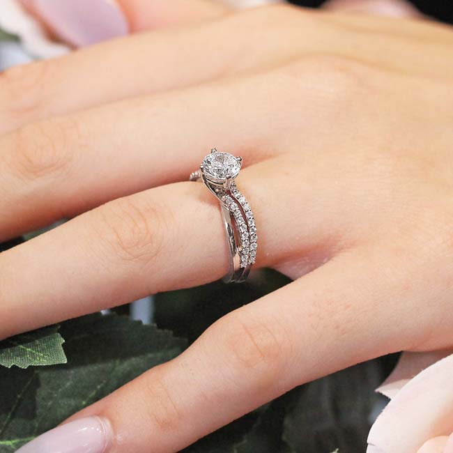 Platinum 2 Carat Twisted Lab Grown Diamond Bridal Set Image 6