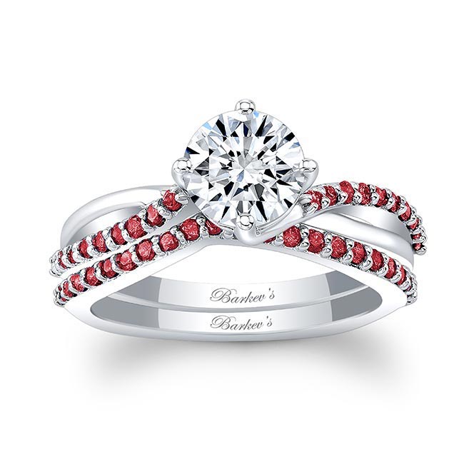 Twisted Ruby Accent Bridal Set