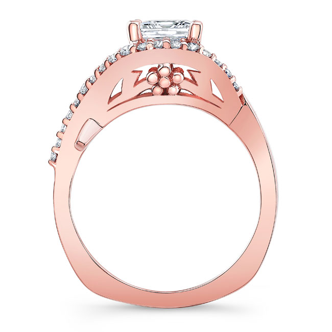  Rose Gold Criss Cross Princess Cut Engagement Ring Image 2