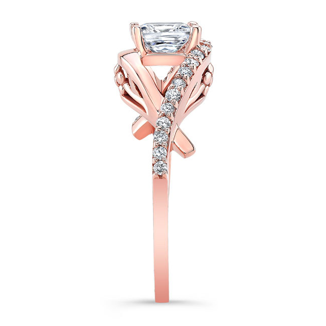  Rose Gold Criss Cross Princess Cut Engagement Ring Image 3