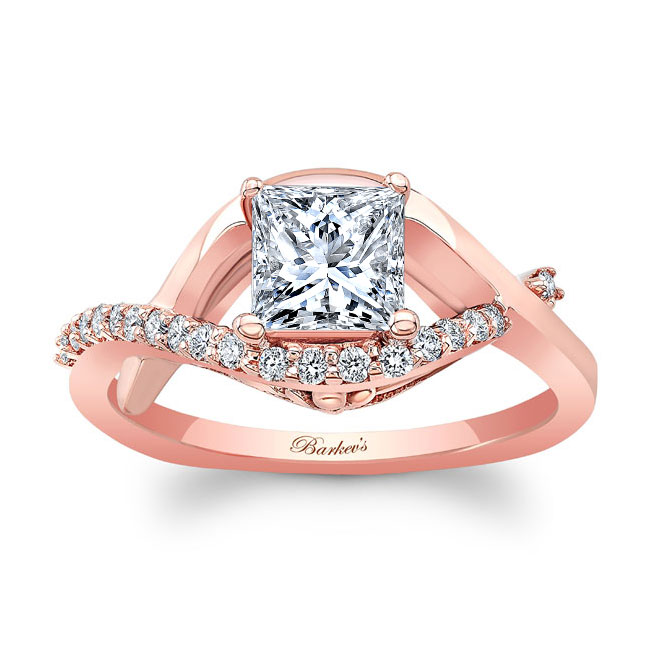  Rose Gold Criss Cross Princess Cut Engagement Ring Image 1