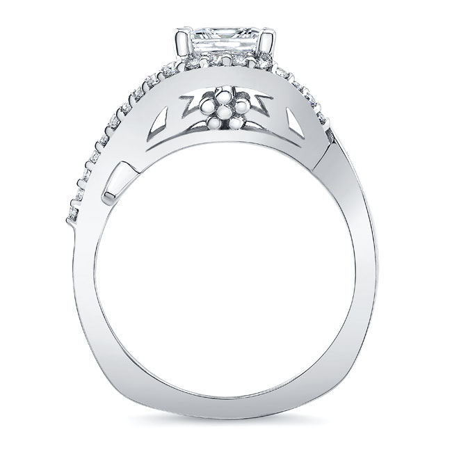  White Gold Criss Cross Princess Cut Engagement Ring Image 2