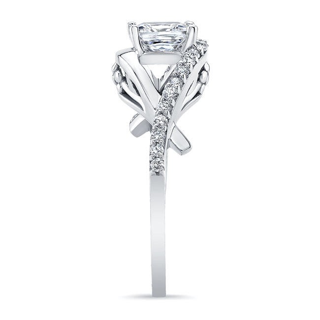  White Gold Criss Cross Princess Cut Engagement Ring Image 3