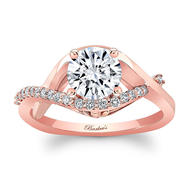  Rose Gold Criss Cross Lab Grown Diamond Engagement Ring Image 1