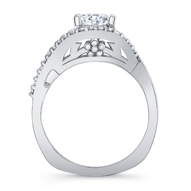 White Gold Criss Cross Engagement Ring Image 2