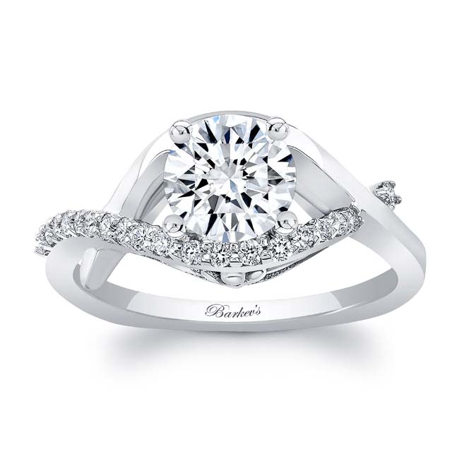  White Gold Criss Cross Lab Grown Diamond Engagement Ring Image 1