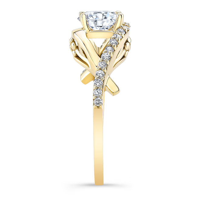  Yellow Gold Criss Cross Lab Grown Diamond Engagement Ring Image 3
