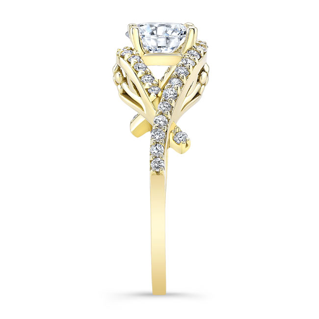  Yellow Gold Criss Cross Diamond Ring Image 3